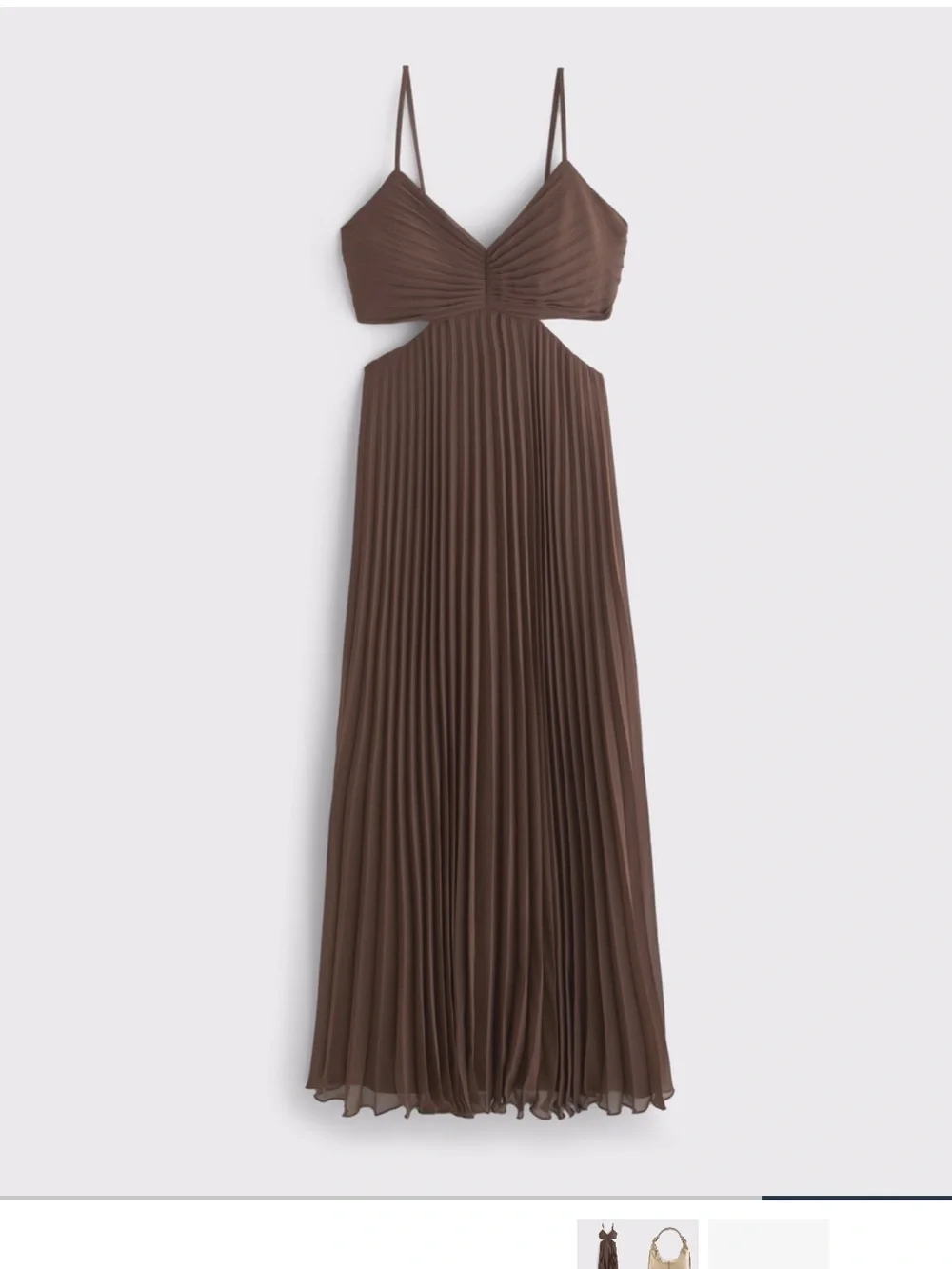 Abercrombie & Fitch Chocolate Brown Pleated Maxi Dress with Cutouts
